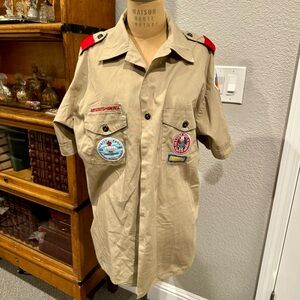 Vintage Boys Scouts of America Shirt Button Down Patches - L / XL